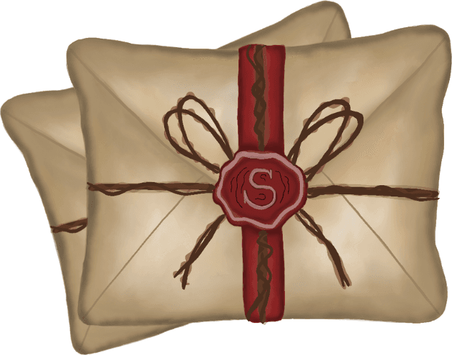 Hand-drawn sealed letters by Irina