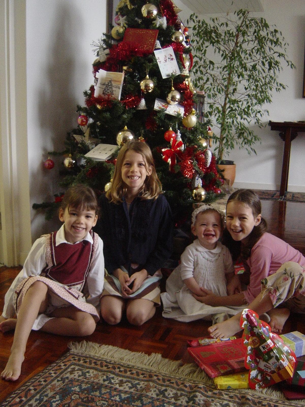 The four sisters as children at Christmas