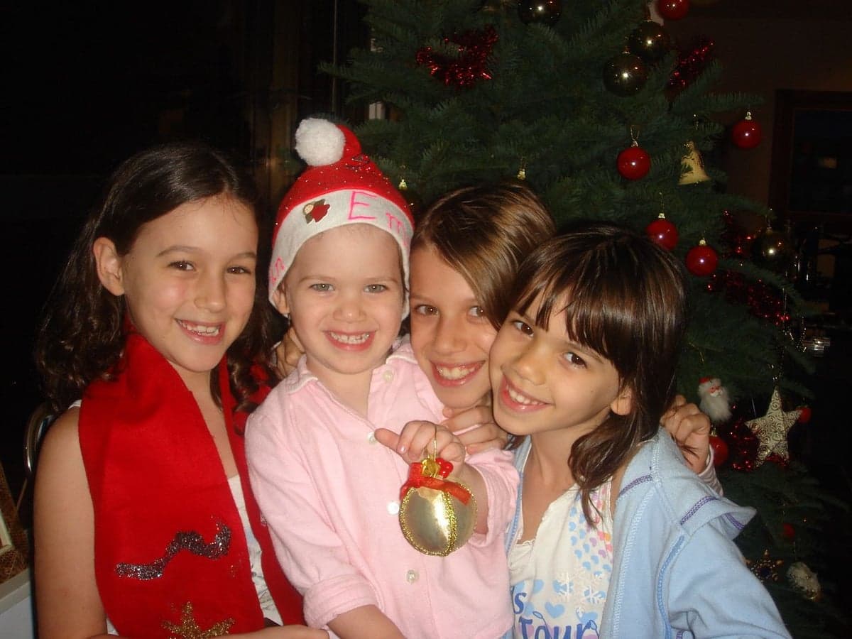 The four sisters as children at Christmas